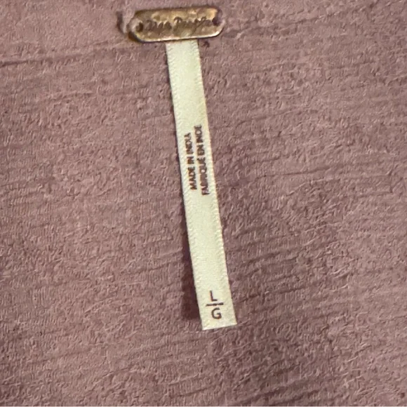 Free People Clementine Mauve Short Sleeve Belted Dress Size L Cotton‎ Linen - Picture 4 of 8